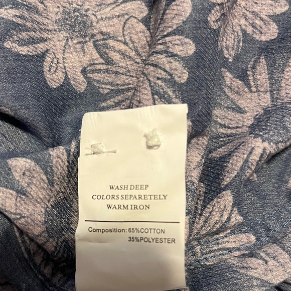 Barabas Size:3XL  Mens Long Sleeve Shirt Blue Floral Pattern Button Front - Picture 13 of 16